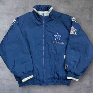 Pro Player NFL Vintage Dallas Cowboys Puffer Jacket Navy Gray Men's Size XL
